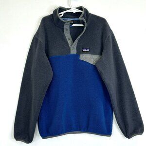 Patagonia Synchilla Snap T Fleece Pullover Boys Kids Size Medium 10 Blue Gray